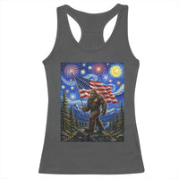 Bigfoot Patriotic 250 Years of Freedom Racerback Tank Top American USA Flag Stary Night