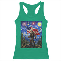 Bigfoot Patriotic 250 Years of Freedom Racerback Tank Top American USA Flag Stary Night