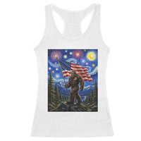 Bigfoot Patriotic 250 Years of Freedom Racerback Tank Top American USA Flag Stary Night