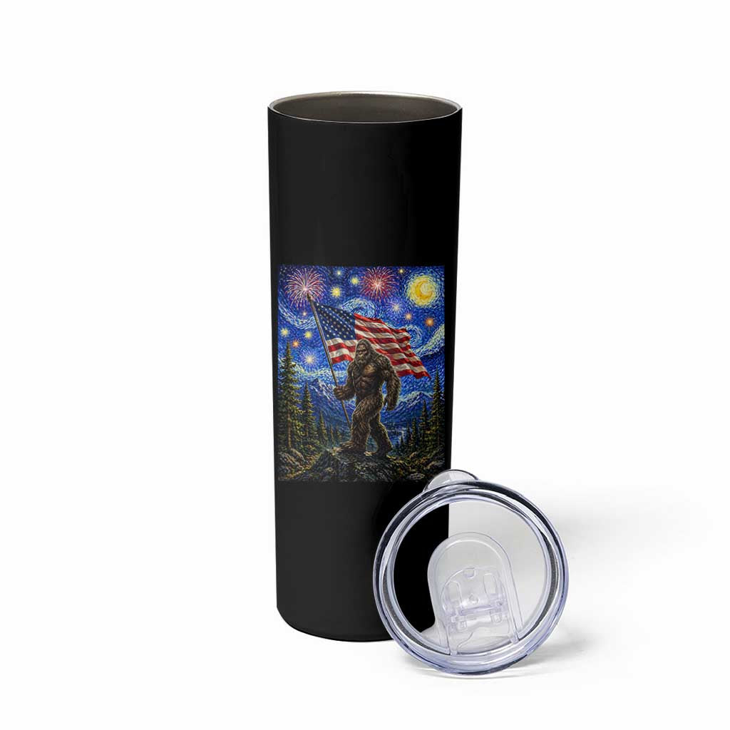 Bigfoot Patriotic 250 Years of Freedom Skinny Tumbler American USA Flag Stary Night