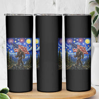 Bigfoot Patriotic 250 Years of Freedom Skinny Tumbler American USA Flag Stary Night