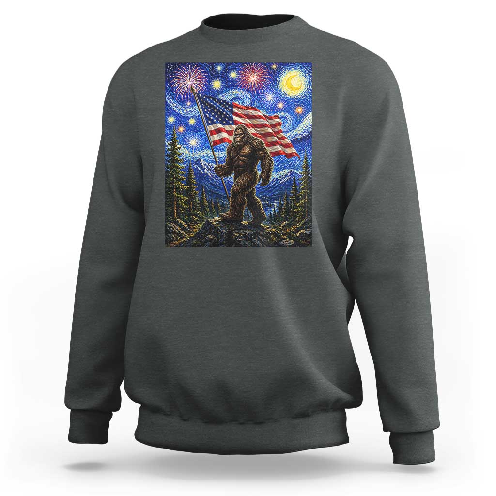 Bigfoot Patriotic 250 Years of Freedom Sweatshirt American USA Flag Stary Night