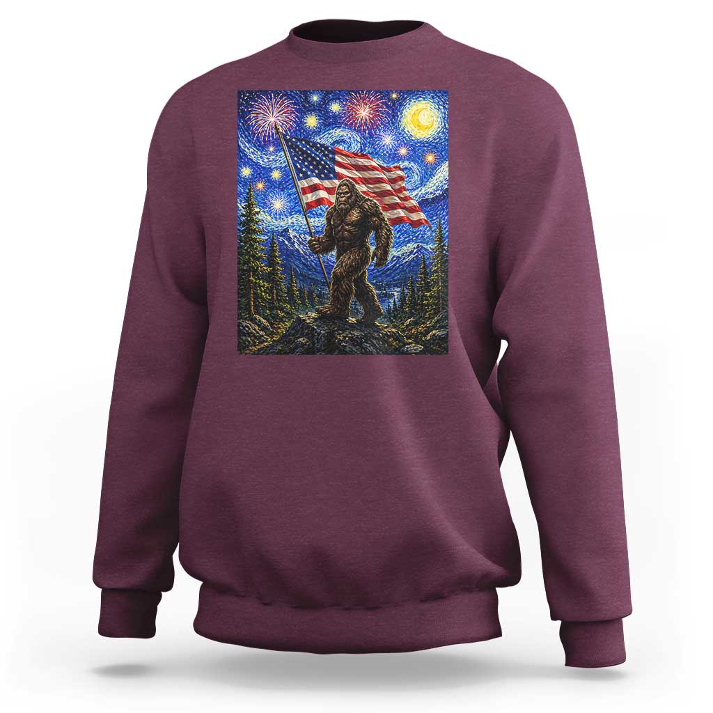 Bigfoot Patriotic 250 Years of Freedom Sweatshirt American USA Flag Stary Night