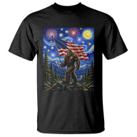 Bigfoot Patriotic 250 Years of Freedom T Shirt American USA Flag Stary Night