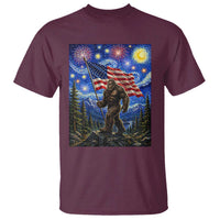 Bigfoot Patriotic 250 Years of Freedom T Shirt American USA Flag Stary Night