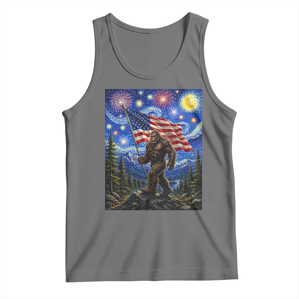 Bigfoot Patriotic 250 Years of Freedom Tank Top American USA Flag Stary Night