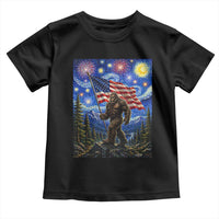 Bigfoot Patriotic 250 Years of Freedom Toddler T Shirt American USA Flag Stary Night