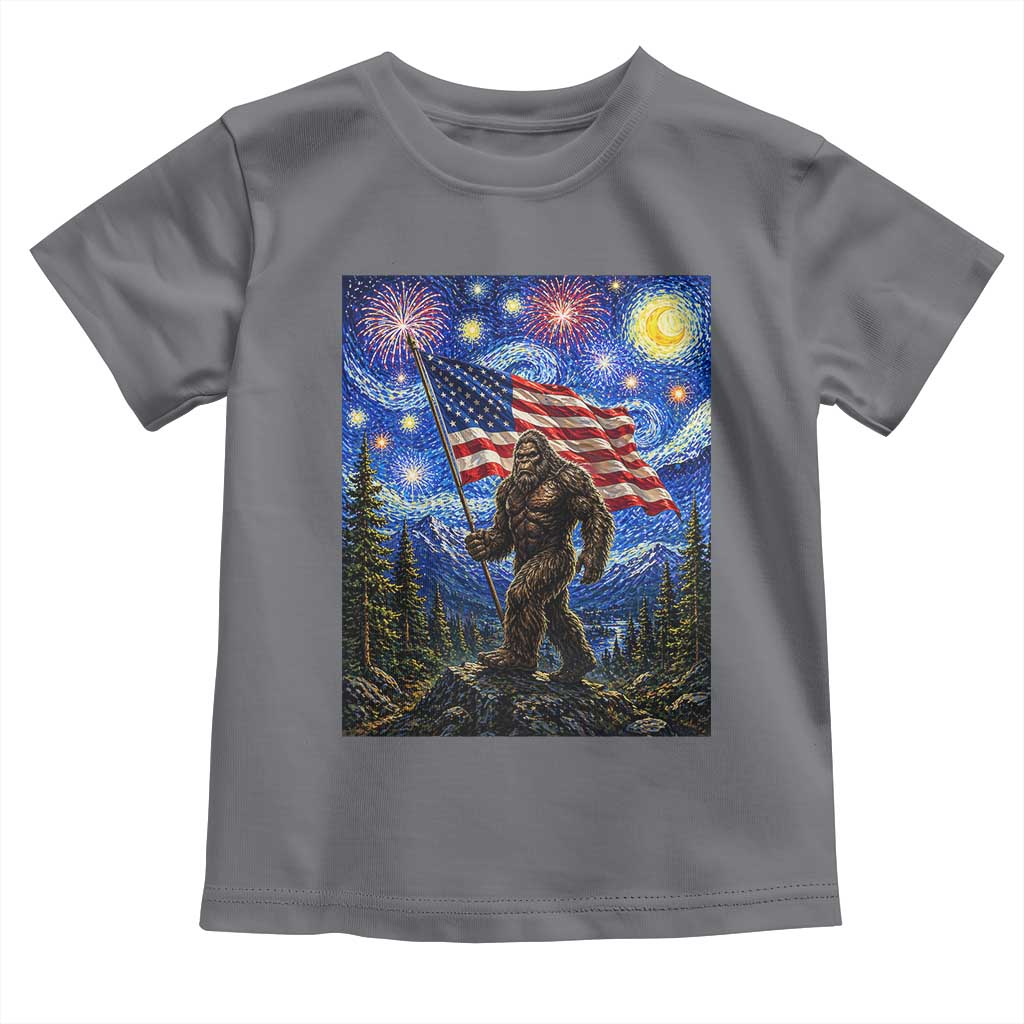 Bigfoot Patriotic 250 Years of Freedom Toddler T Shirt American USA Flag Stary Night
