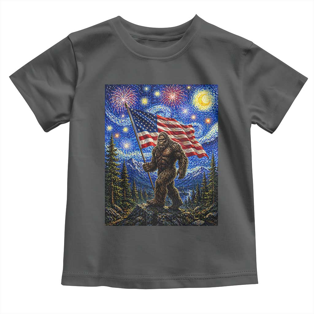 Bigfoot Patriotic 250 Years of Freedom Toddler T Shirt American USA Flag Stary Night