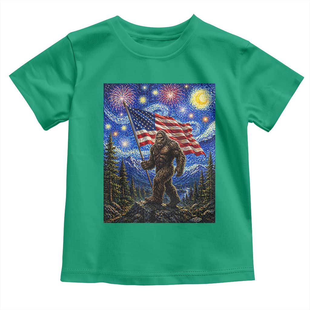 Bigfoot Patriotic 250 Years of Freedom Toddler T Shirt American USA Flag Stary Night