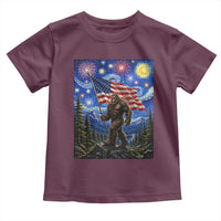 Bigfoot Patriotic 250 Years of Freedom Toddler T Shirt American USA Flag Stary Night