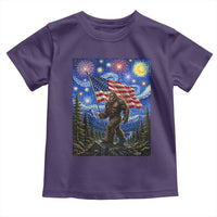 Bigfoot Patriotic 250 Years of Freedom Toddler T Shirt American USA Flag Stary Night
