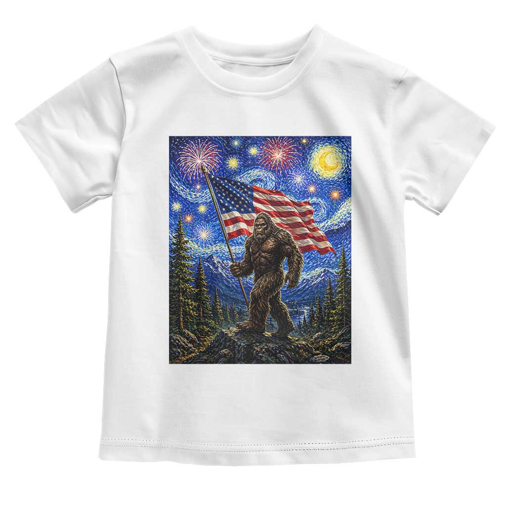 Bigfoot Patriotic 250 Years of Freedom Toddler T Shirt American USA Flag Stary Night