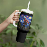 Bigfoot Patriotic 250 Years of Freedom Tumbler With Handle American USA Flag Stary Night