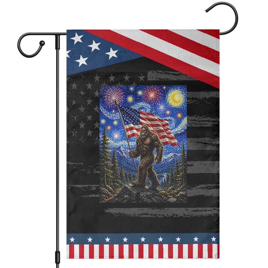 Bigfoot Patriotic 250 Years of Freedom Patriotic Garden Flag American USA Flag Stary Night