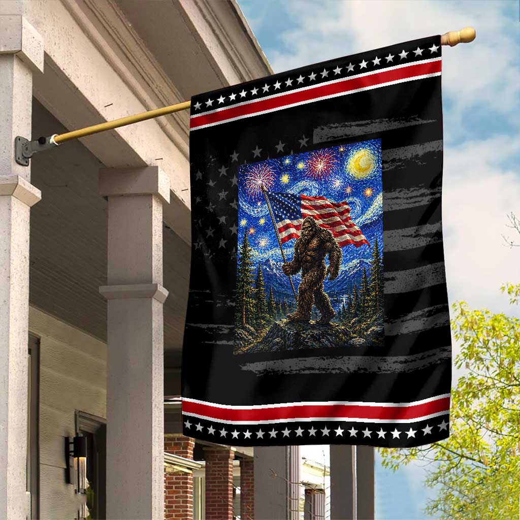 Bigfoot Patriotic 250 Years of Freedom Patriotic Garden Flag American USA Flag Stary Night