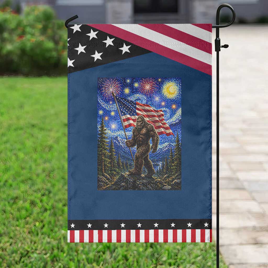 Bigfoot Patriotic 250 Years of Freedom Patriotic Garden Flag American USA Flag Stary Night