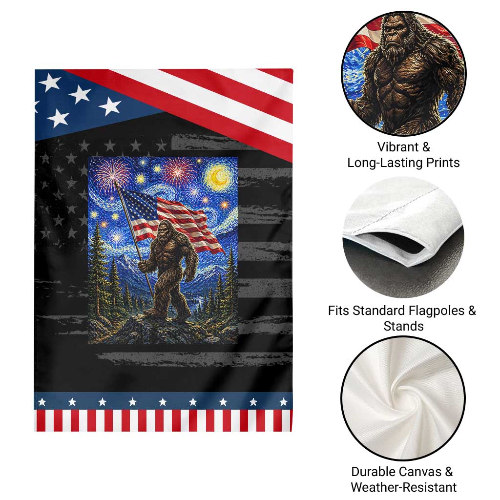Bigfoot Patriotic 250 Years of Freedom Patriotic Garden Flag American USA Flag Stary Night