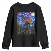 Bigfoot Patriotic 250 Years of Freedom Youth Sweatshirt American USA Flag Stary Night