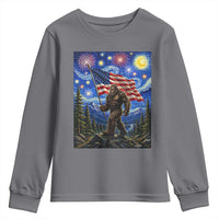 Bigfoot Patriotic 250 Years of Freedom Youth Sweatshirt American USA Flag Stary Night