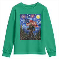 Bigfoot Patriotic 250 Years of Freedom Youth Sweatshirt American USA Flag Stary Night