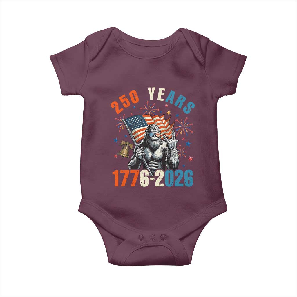 250th Anniversary USA Baby Onesie Bigfoot America Rock American Flag Patriotic 4th of July