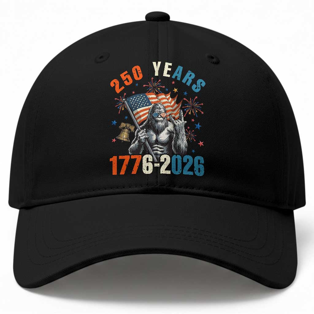 250th Anniversary USA Baseball Cap Bigfoot American Flag Patriotic 4th of July