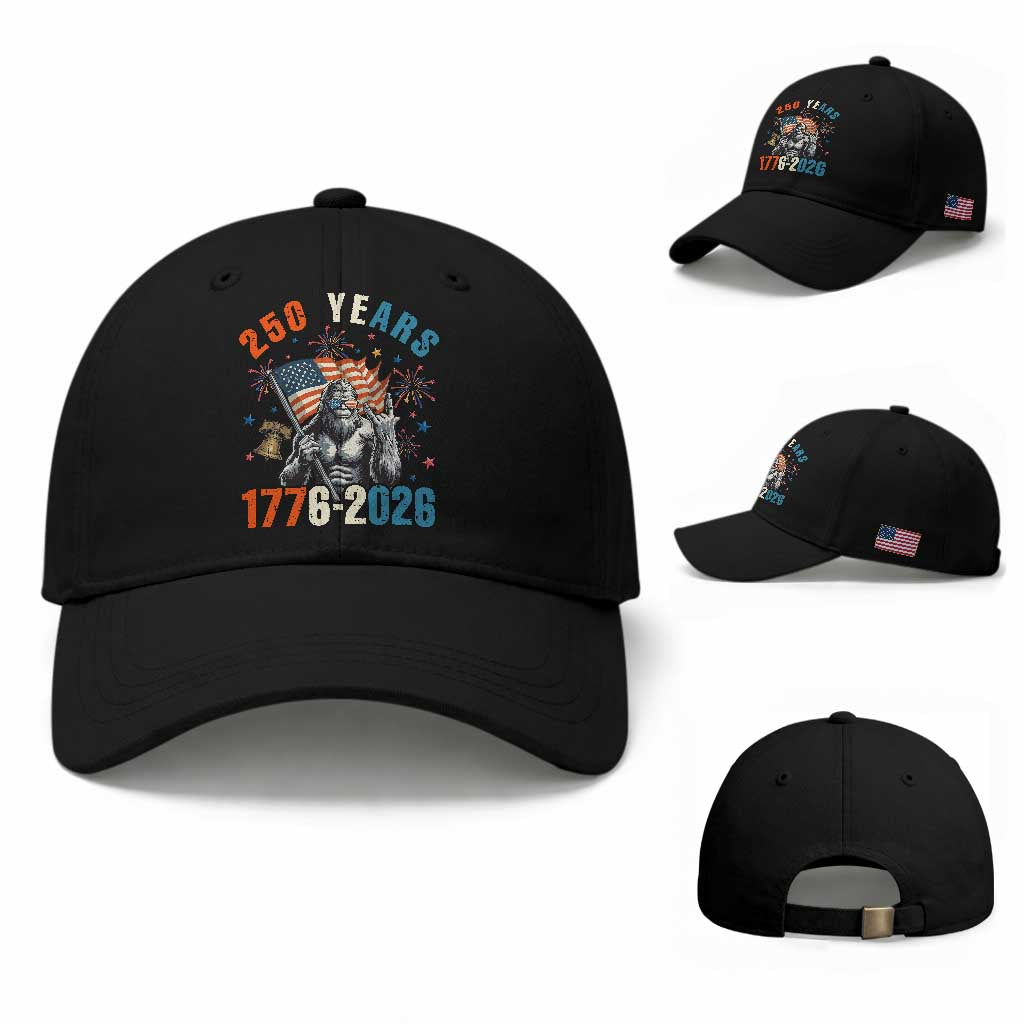 250th Anniversary USA Baseball Cap Bigfoot American Flag Patriotic 4th of July