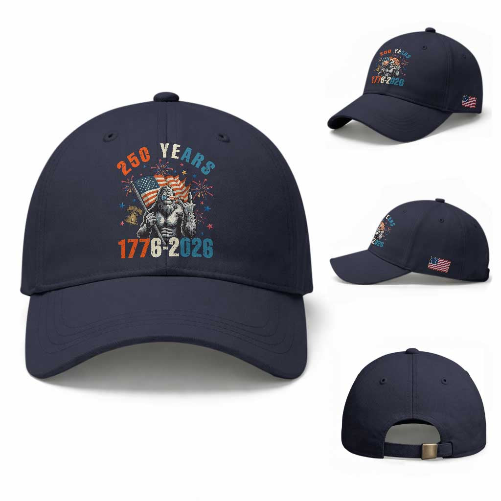250th Anniversary USA Baseball Cap Bigfoot American Flag Patriotic 4th of July