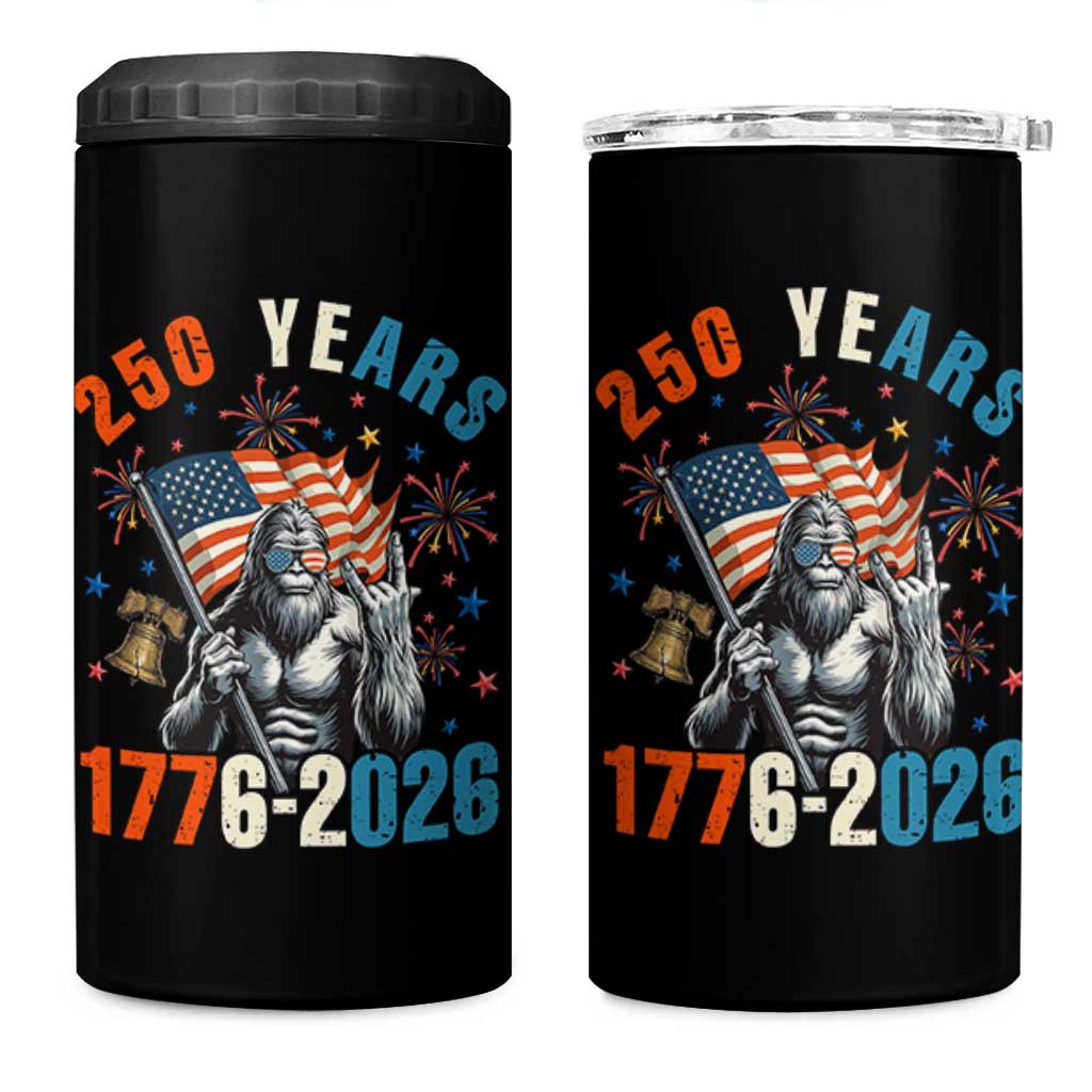250th Anniversary USA 4 in 1 Can Cooler Tumbler Bigfoot American Flag Patriotic 4th of July