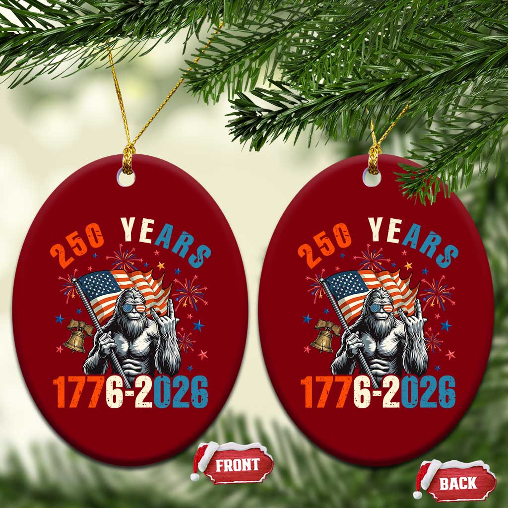 250th Anniversary USA Ceramic Ornament Bigfoot American Flag Patriotic 4th of July