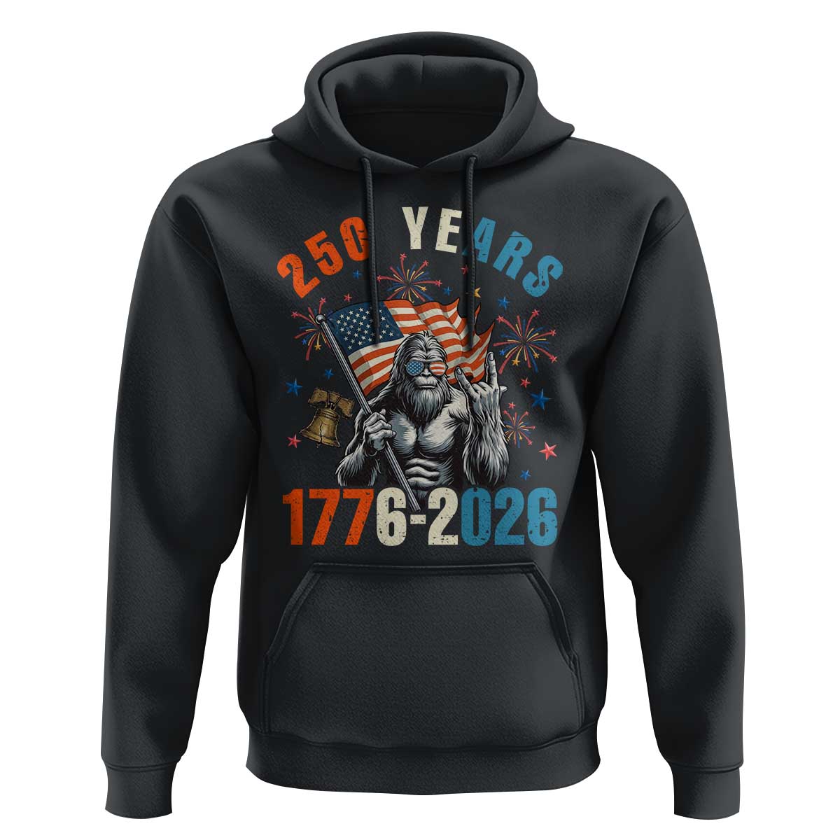 250th Anniversary USA Hoodie Bigfoot American Flag Patriotic 4th of July
