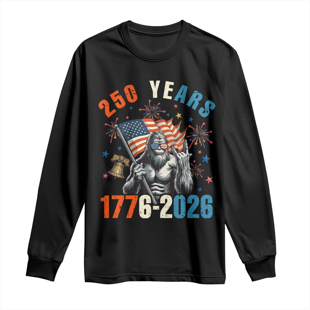 250th Anniversary USA Long Sleeve Shirt Bigfoot America Rock American Flag Patriotic 4th of July