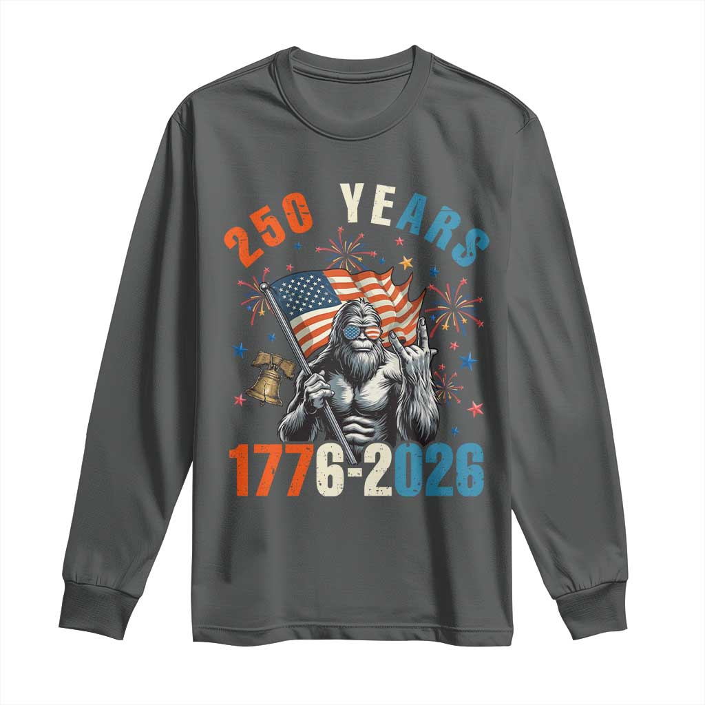 250th Anniversary USA Long Sleeve Shirt Bigfoot America Rock American Flag Patriotic 4th of July