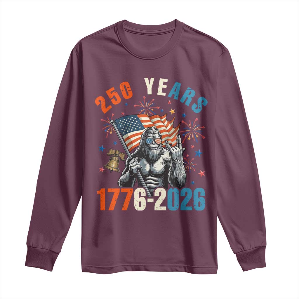 250th Anniversary USA Long Sleeve Shirt Bigfoot America Rock American Flag Patriotic 4th of July