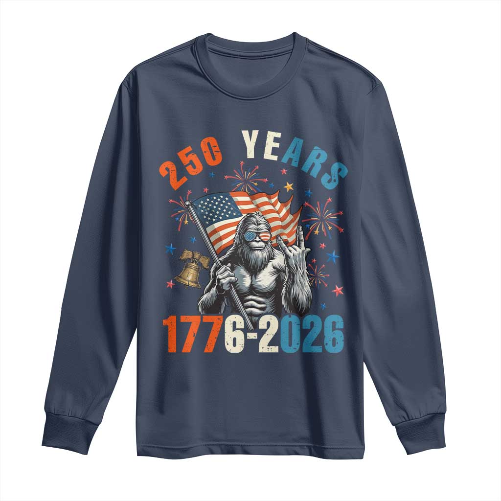 250th Anniversary USA Long Sleeve Shirt Bigfoot America Rock American Flag Patriotic 4th of July