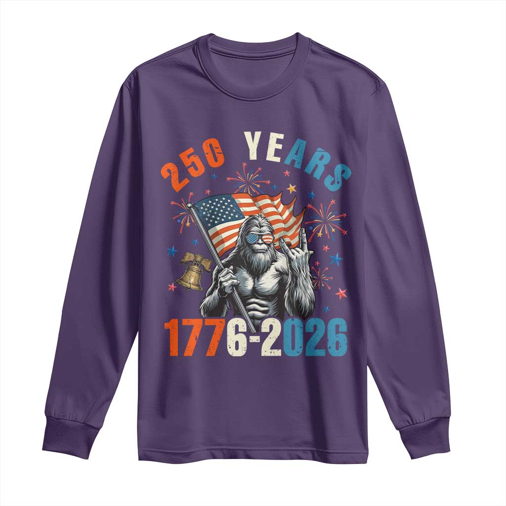 250th Anniversary USA Long Sleeve Shirt Bigfoot America Rock American Flag Patriotic 4th of July