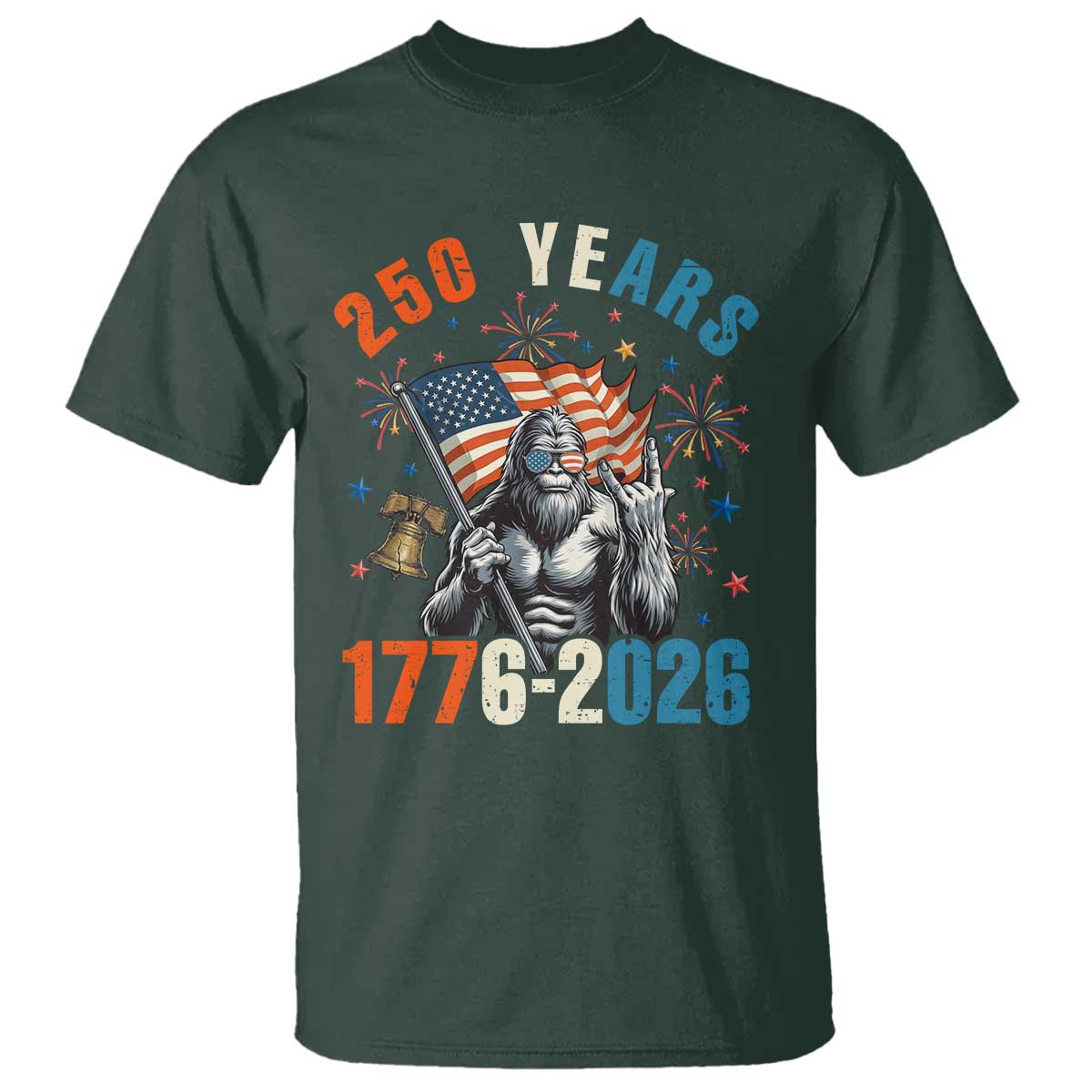 250th Anniversary USA T Shirt Bigfoot American Flag Patriotic 4th of July