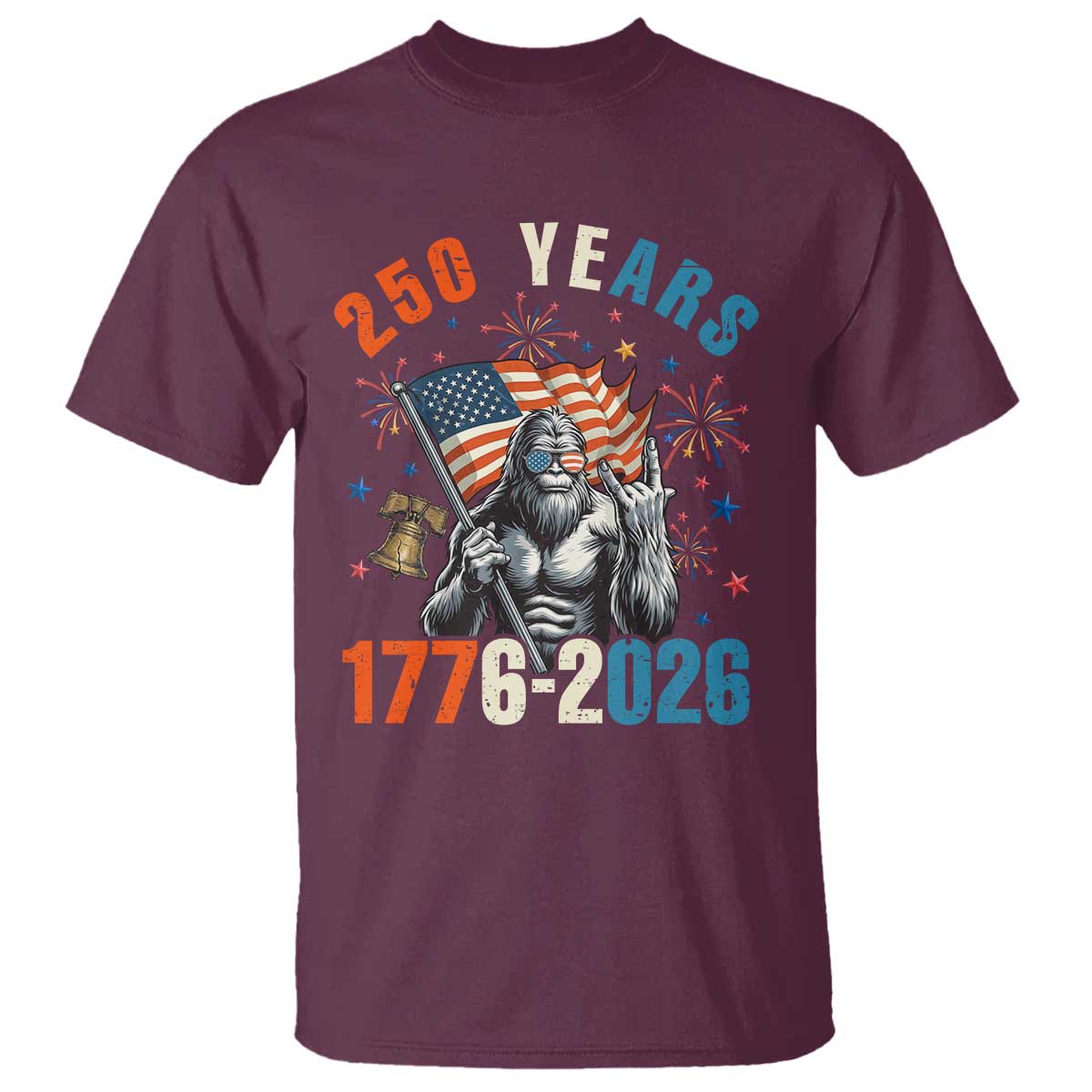 250th Anniversary USA T Shirt Bigfoot American Flag Patriotic 4th of July