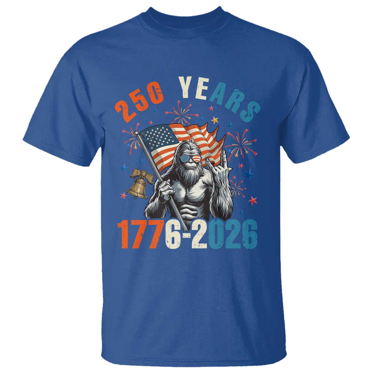 250th Anniversary USA T Shirt Bigfoot American Flag Patriotic 4th of July