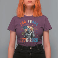 250th Anniversary USA T Shirt For Women Bigfoot American Flag Patriotic 4th of July