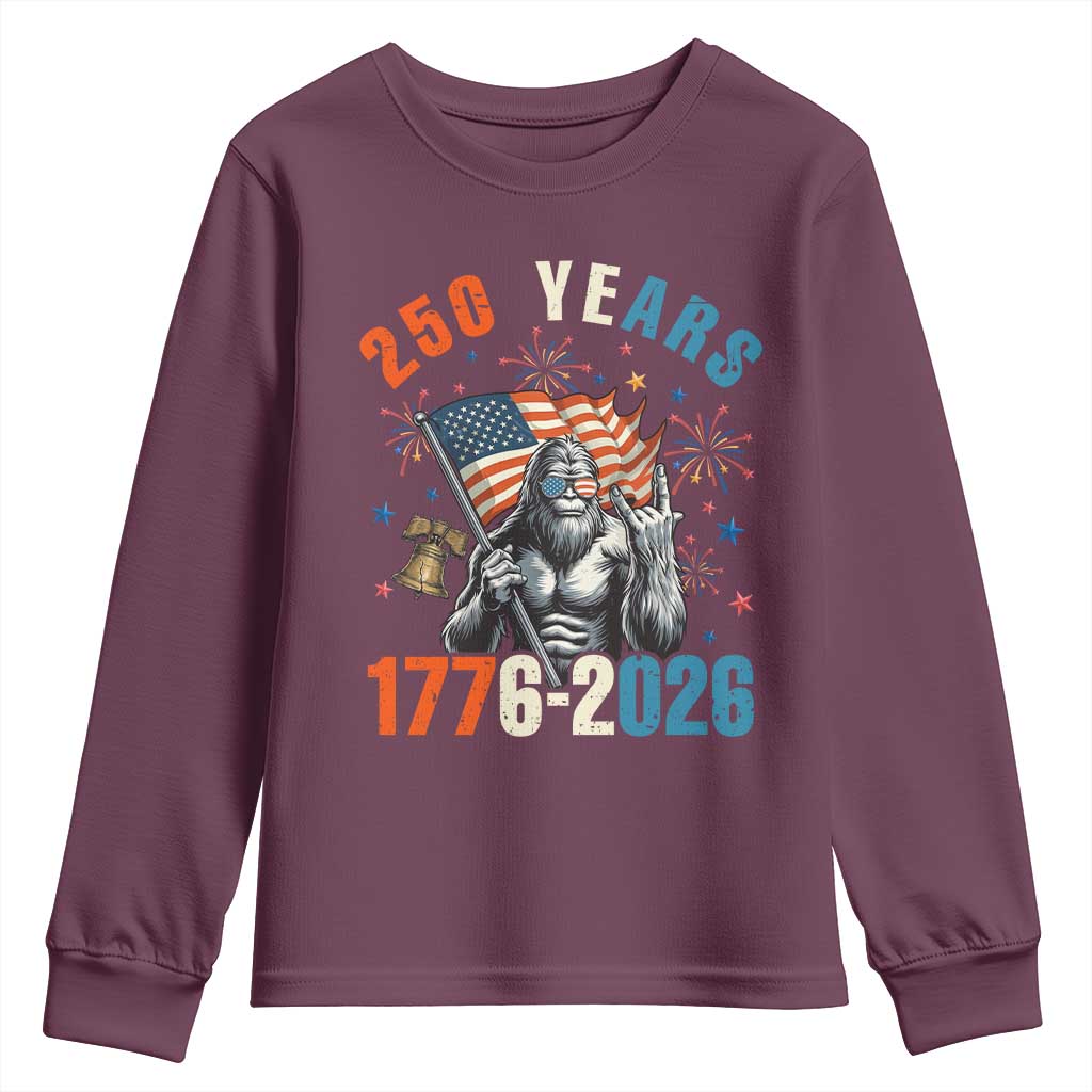 250th Anniversary USA Youth Sweatshirt Bigfoot America Rock American Flag Patriotic 4th of July