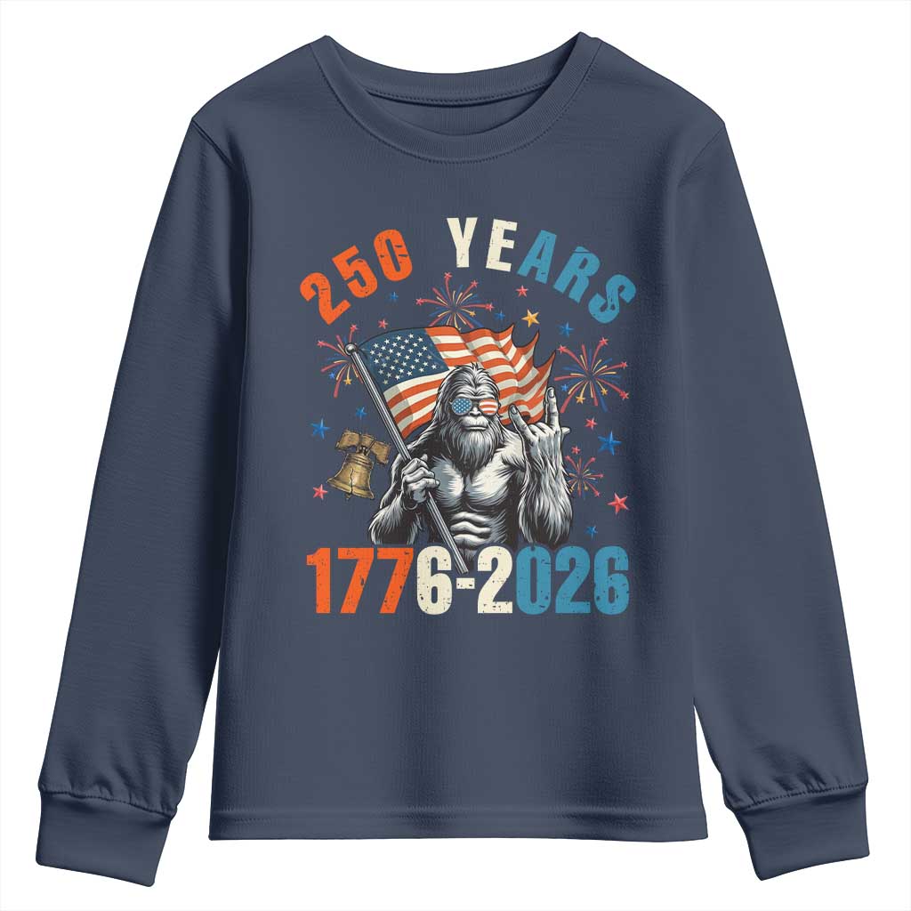 250th Anniversary USA Youth Sweatshirt Bigfoot America Rock American Flag Patriotic 4th of July