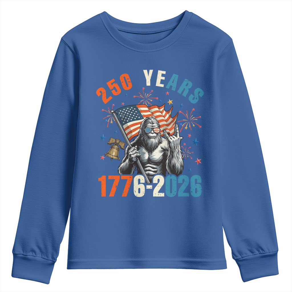 250th Anniversary USA Youth Sweatshirt Bigfoot America Rock American Flag Patriotic 4th of July