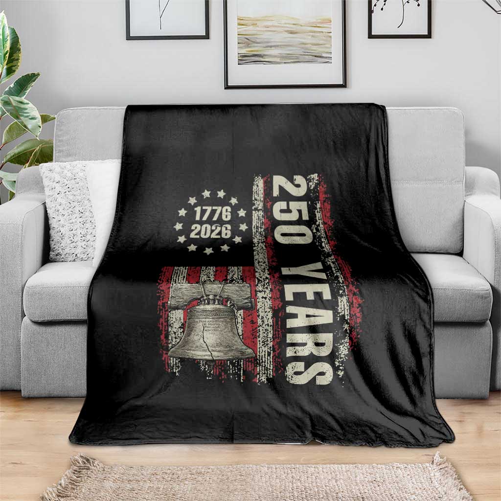 250th Anniversary USA Throw Blanket Patriotic Liberty Bell 1776 2026 American Flag