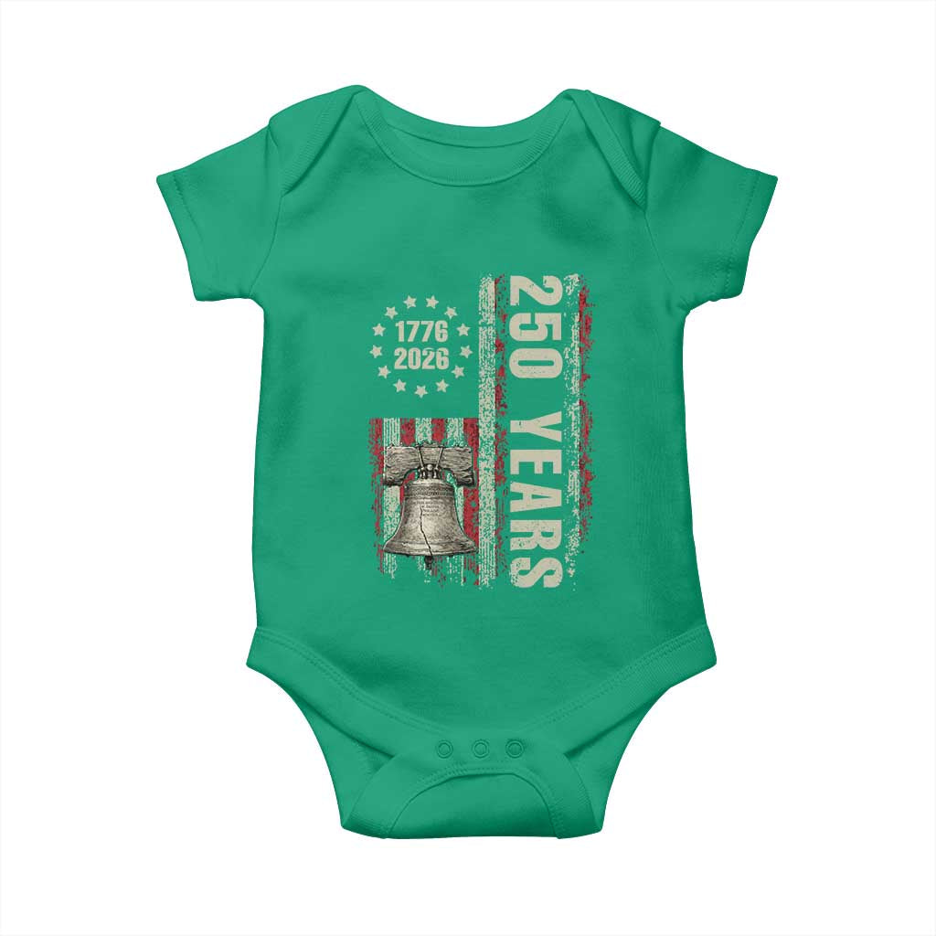 250th Anniversary USA Baby Onesie Patriotic Liberty Bell 1776 2026 American Flag