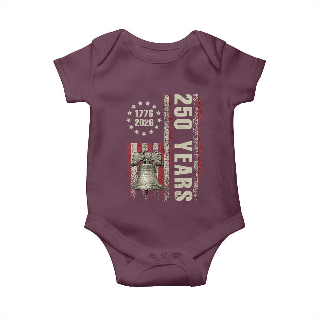 250th Anniversary USA Baby Onesie Patriotic Liberty Bell 1776 2026 American Flag