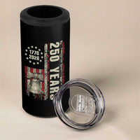 250th Anniversary USA 4 in 1 Can Cooler Tumbler Patriotic Liberty Bell 1776 2026 American Flag