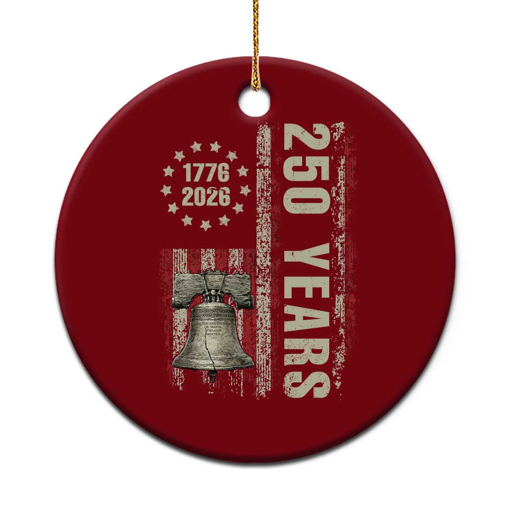 250th Anniversary USA Ceramic Ornament Patriotic Liberty Bell 1776 2026 American Flag