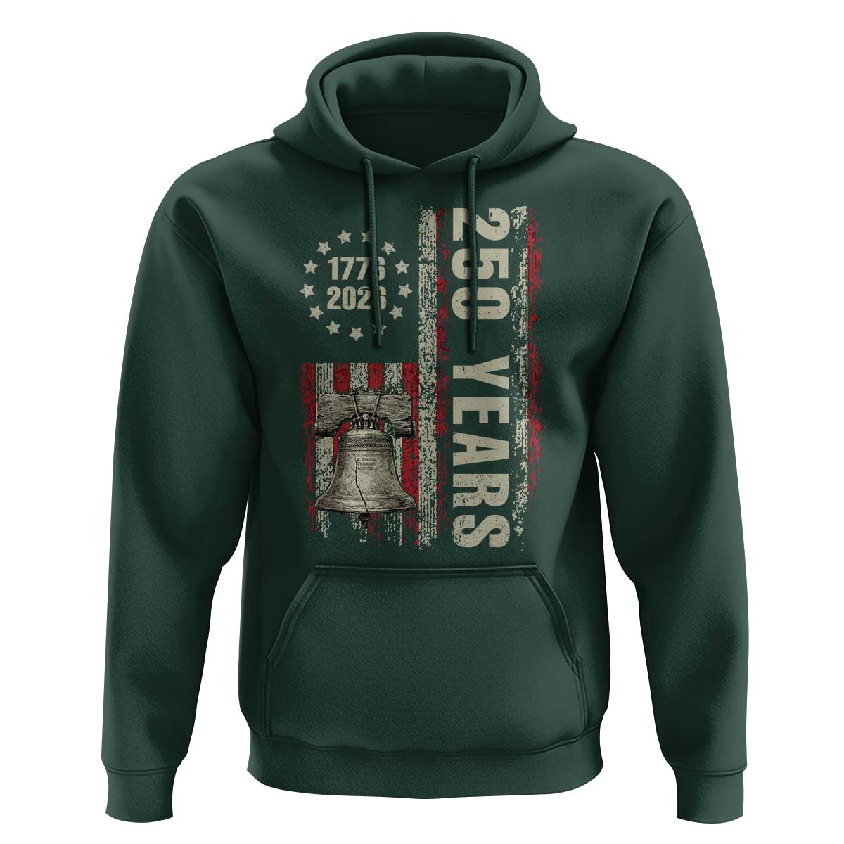 250th Anniversary USA Hoodie Patriotic Liberty Bell 1776 2026 American Flag